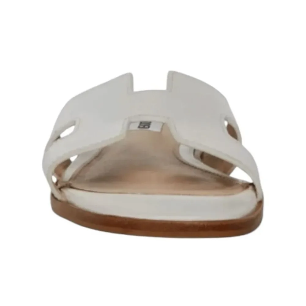 Steve Madden Hayden Sandals White Leather Flats 8.5 - Picture 3 of 9